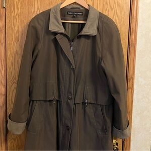 VTG Women's Fleet Street Trench/Duster Lined Coat Brown Taupe Plaid Lining SZ 14